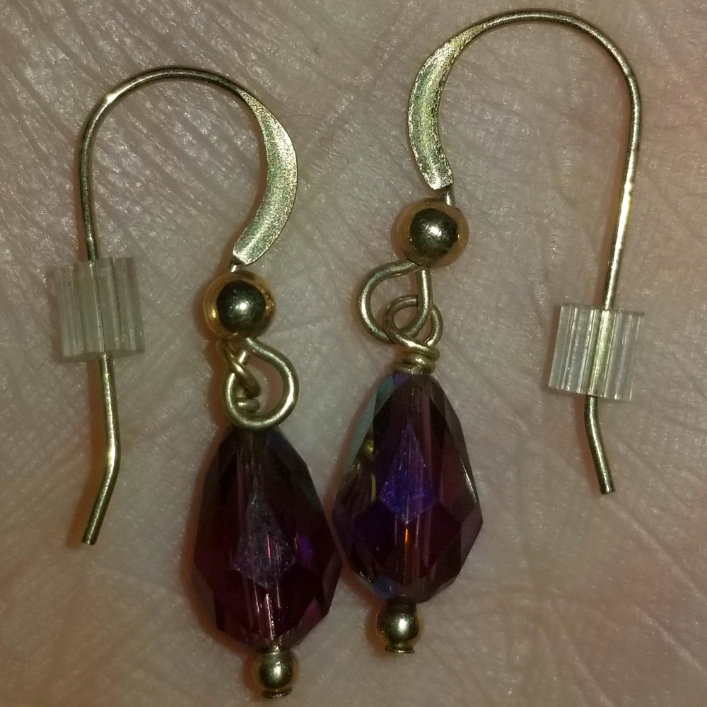 Gemstone earrings, deep purple eggplant